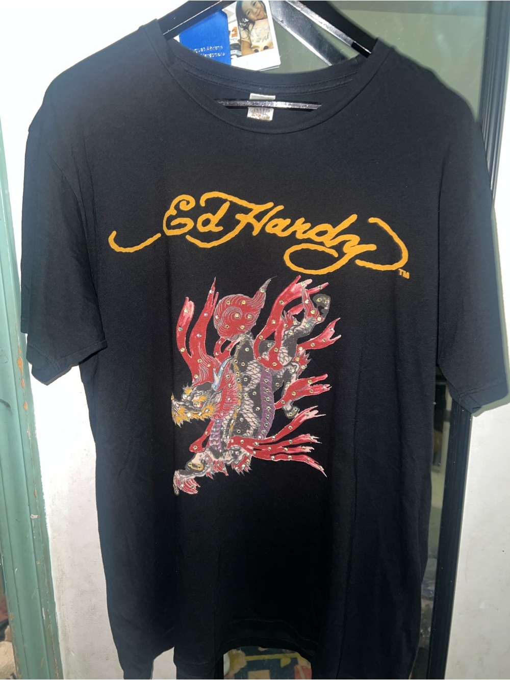 Ed hardy made in USA  dragon jeweled shirt